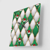Elegant Christmas Wall Clock – Festive Winter Time スクエア壁時計 (傾斜)