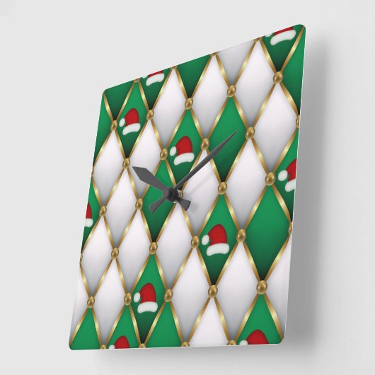 Elegant Christmas Wall Clock – Festive Winter Time スクエア壁時計 (傾斜)