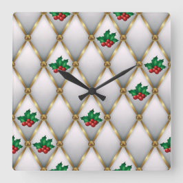 Elegant Christmas Wall Clock – Festive Winter Time スクエア壁時計