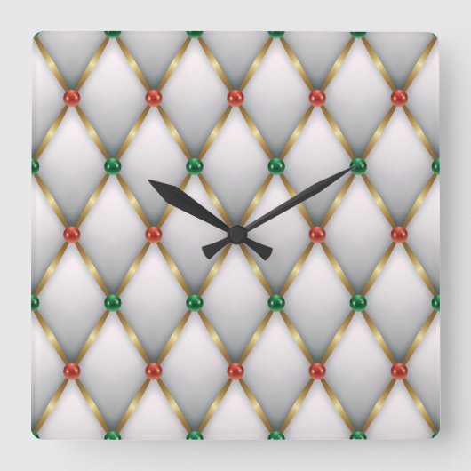 Elegant Christmas Wall Clock – Festive Winter Time スクエア壁時計 (正面)