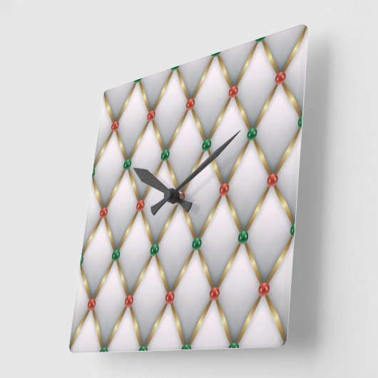 Elegant Christmas Wall Clock – Festive Winter Time スクエア壁時計 (傾斜)