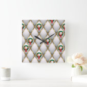 Elegant Christmas Wall Clock – Festive Winter Time スクエア壁時計 (ホーム)