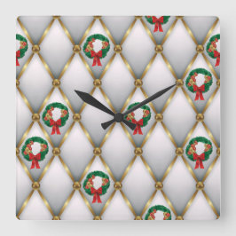Elegant Christmas Wall Clock – Festive Winter Time スクエア壁時計