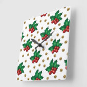 Elegant Christmas Wall Clock – Festive Winter Time スクエア壁時計 (傾斜)