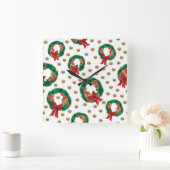 Elegant Christmas Wall Clock – Festive Winter Time スクエア壁時計 (ホーム)