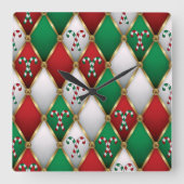 Elegant Christmas Wall Clock – Festive Winter Time スクエア壁時計 (正面)