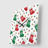 Elegant Christmas Wall Clock – Festive Winter Time スクエア壁時計 (傾斜)