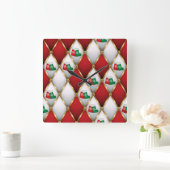 Elegant Christmas Wall Clock – Festive Winter Time スクエア壁時計 (ホーム)