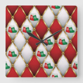 Elegant Christmas Wall Clock – Festive Winter Time スクエア壁時計 (正面)