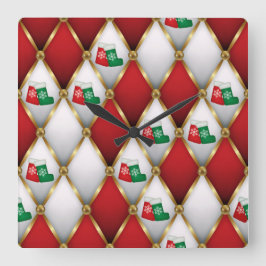 Elegant Christmas Wall Clock – Festive Winter Time スクエア壁時計