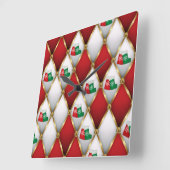 Elegant Christmas Wall Clock – Festive Winter Time スクエア壁時計 (傾斜)