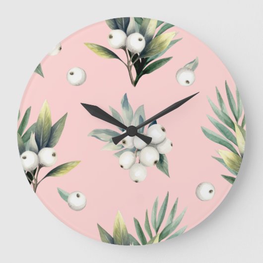 Elegant Christmas Wall Clock – Festive Winter Time ラージ壁時計 (正面)