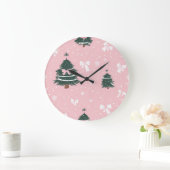 Elegant Christmas Wall Clock – Festive Winter Time ラージ壁時計 (ホーム)