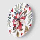 Elegant Christmas Wall Clock – Festive Winter Time ラージ壁時計 (傾斜)