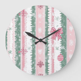 Elegant Christmas Wall Clock – Festive Winter Time ラージ壁時計