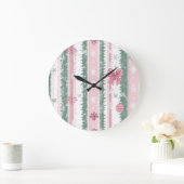 Elegant Christmas Wall Clock – Festive Winter Time ラージ壁時計 (ホーム)