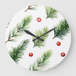 Elegant Christmas Wall Clock – Festive Winter Time ラージ壁時計