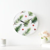 Elegant Christmas Wall Clock – Festive Winter Time ラージ壁時計 (ホーム)
