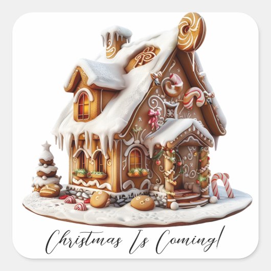 Elegant Christmas Watercolor Botanical スクエアシール (正面)