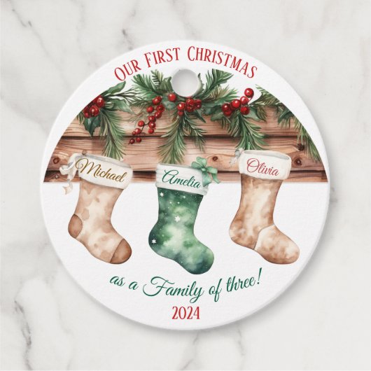  Elegant Christmas Watercolor Botanical フェイバータグ (正面)