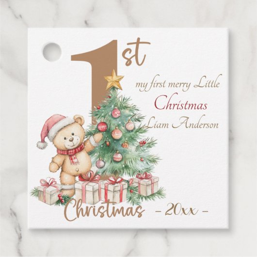 Elegant Christmas Watercolor Botanical フェイバータグ (正面)