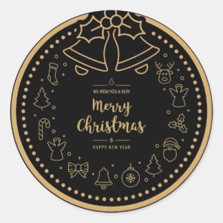 Elegant Christmas Watercolor Botanical  ラウンドシール