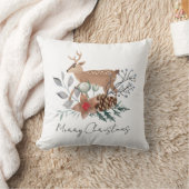 Elegant Christmas Watercolor Deer Holiday クッション (ブランケット)