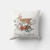 Elegant Christmas Watercolor Deer Holiday クッション (裏面)