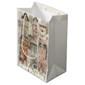 Elegant Christmas Watercolor Houses | Gift Bag ミディアムペーパーバッグ (正面アングル)