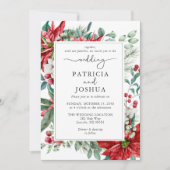 Elegant Christmas Wedding Invitation Poinsettia 招待状 (正面)
