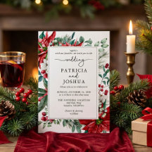 Elegant Christmas Wedding Invitation Poinsettia