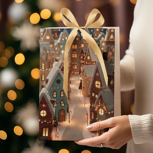 Elegant Christmas Whimsical Village | Gift Bag ミディアムペーパーバッグ