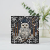 Elegant Christmas white owl woodland winter forest カード (スタンド正面)