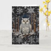 Elegant Christmas white owl woodland winter forest カード (黄色い花)
