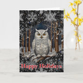Elegant Christmas white owl woodland winter forest カード (黄色い花)