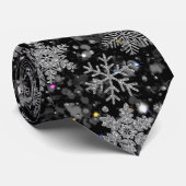 Elegant Christmas white rabbit silver snowflakes ネクタイ (ロール)