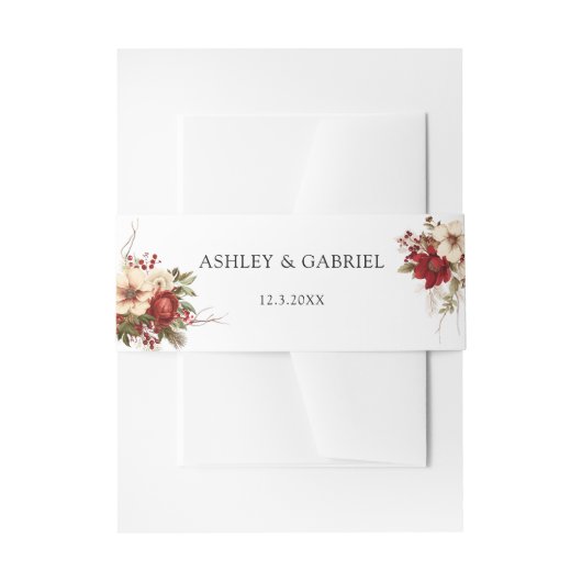 Elegant Christmas Winter Floral 招待状ベリーバンド (正面例)