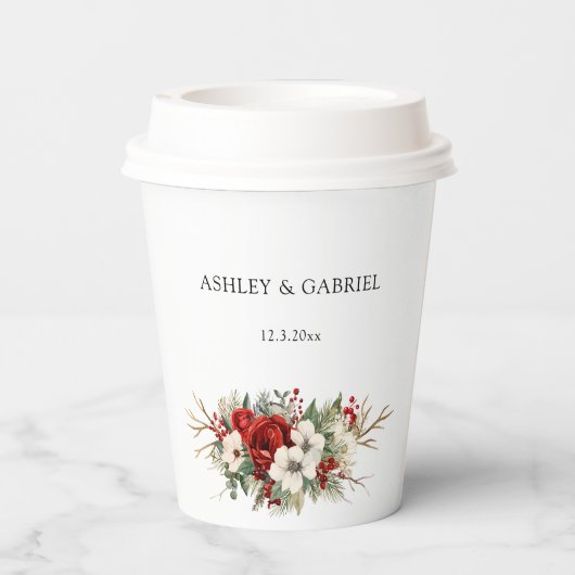 Elegant Christmas Winter Floral 紙コップ (裏面)