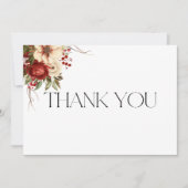 Elegant Christmas Winter Floral Typography サンキューカード (正面)