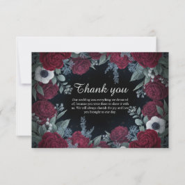 Elegant Christmas Winter Floral Wedding Thank You サンキューカード