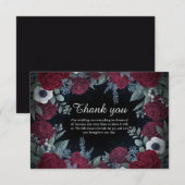 Elegant Christmas Winter Floral Wedding Thank You サンキューカード (正面/裏面)