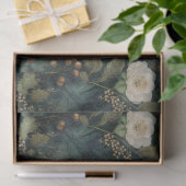 Elegant Christmas Winter Green and Cream Floral 薄葉紙 (ギフト)