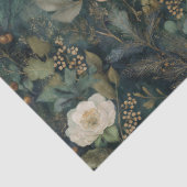 Elegant Christmas Winter Green and Cream Floral 薄葉紙 (詳細)