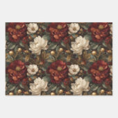 Elegant Christmas Winter Red and Cream Floral ラッピングペーパーシート (正面3)