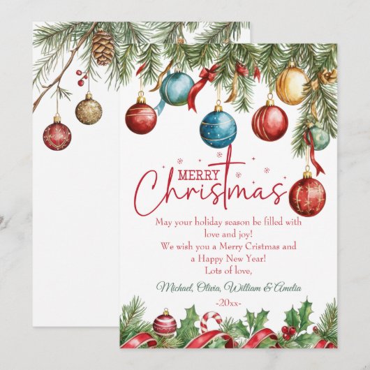 Elegant Christmas Winter Tree シーズンカード (正面/裏面)