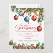 Elegant Christmas Winter Tree Holiday Card シーズンポストカード (正面/裏面)