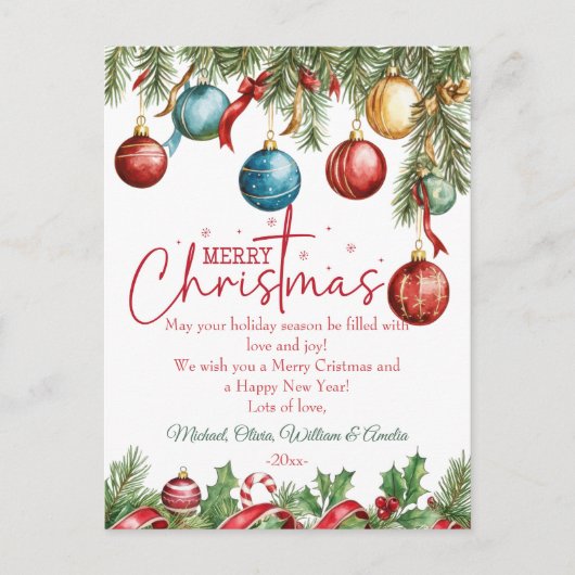 Elegant Christmas Winter Tree Holiday Card シーズンポストカード (正面)