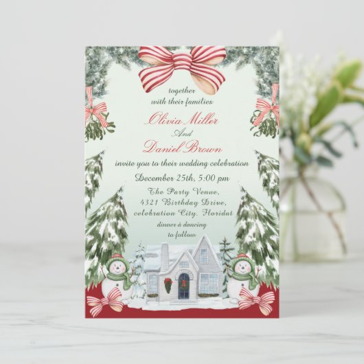 Elegant Christmas Winter Wedding 招待状 (スタンド正面)