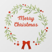 Elegant Christmas wreath and stars ウィンドウサイン (シート)