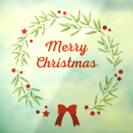 Elegant Christmas wreath and stars ウィンドウサイン